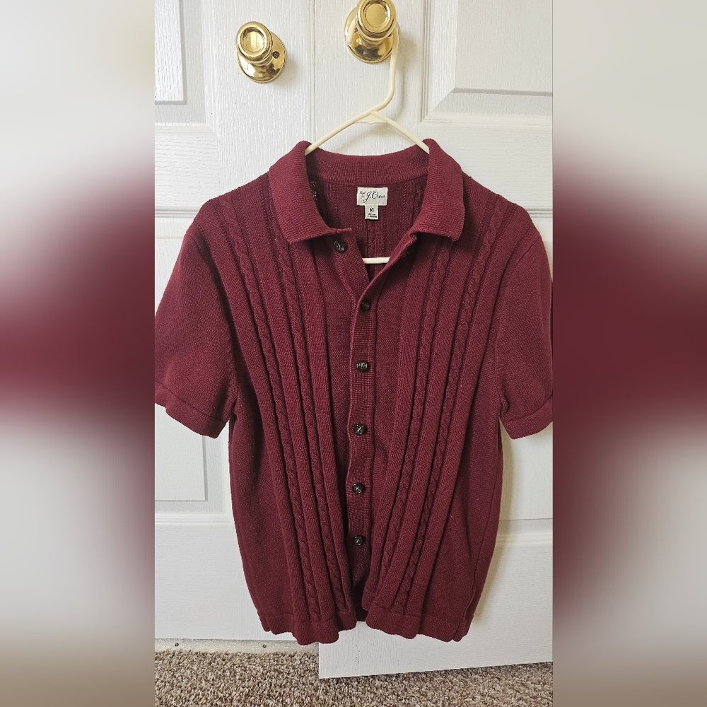 J. Crew cotton cable knit cardigan sweater polo